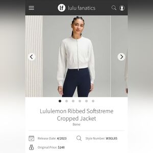 lululemon athletica White Bomber Jacket Ribbed Texture